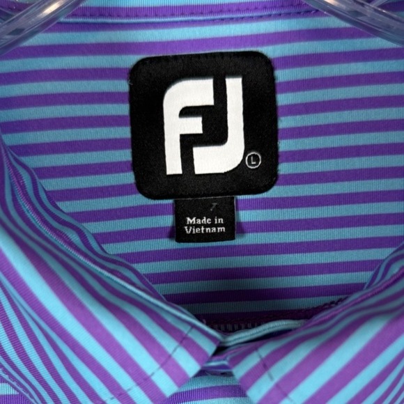 FootJoy Performance Purple and Blue Pin Stripe Golf polo, Size Large - Picture 8 of 8